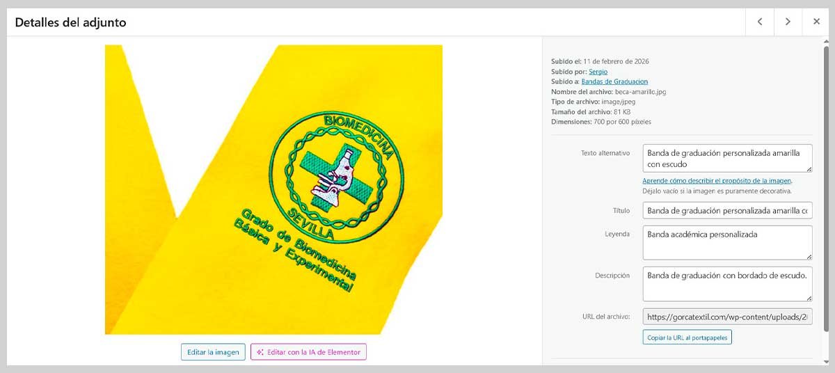 Producto personalizado incluido en el proyecto