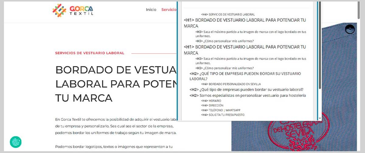 Página informativa del servicio