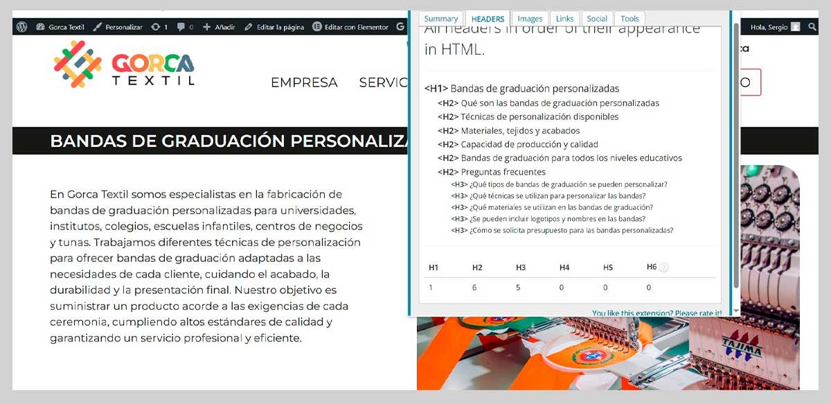 Contenido informativo del sitio
